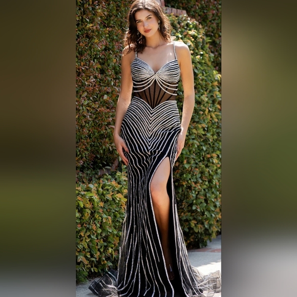Cinderella Couture Dresses & Skirts - Elegant Black and Silver Evening Gown